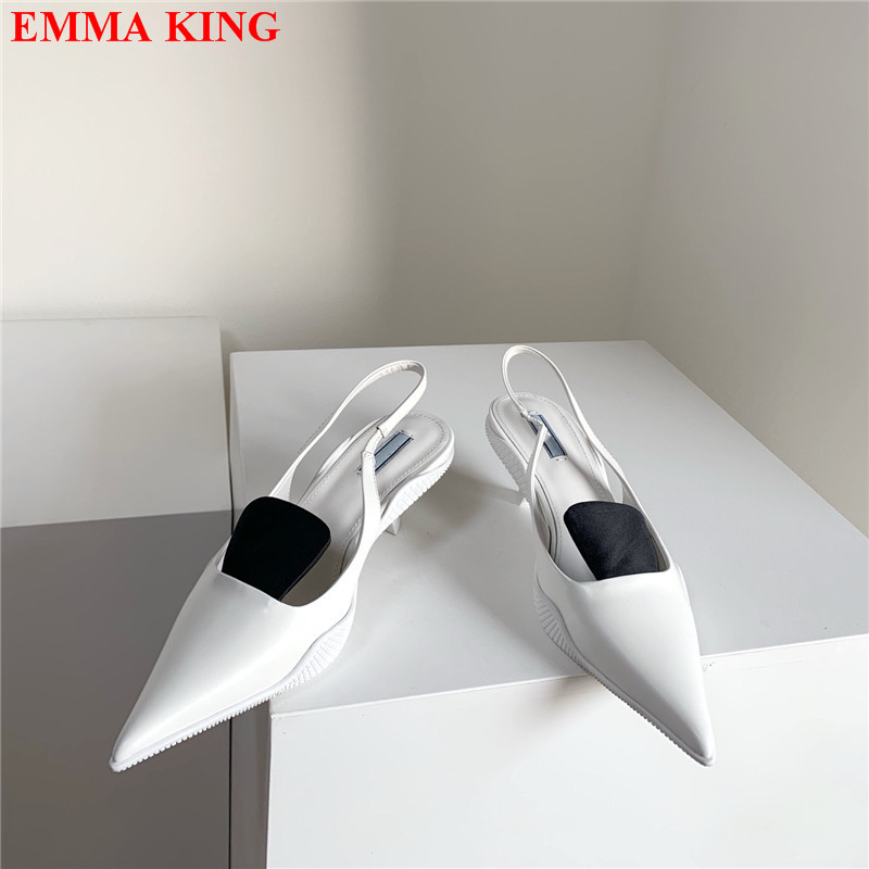 

2021 Luxury Designer Kitten Heels Sandals Sexy Ladies Slingback Gladiator Sandals Runway Pointed toe Pumps Wedding Shoes Woman, Black triangle