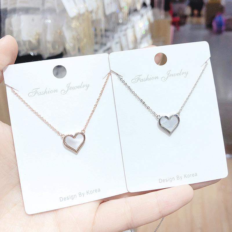 

Chains Heart Rose Gold Plated Necklace Simple Fashion All-Match Japanese And Korean Clavicle Chain Girl Love, Silver