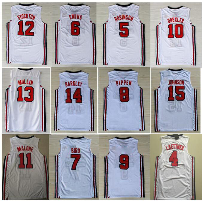

1992 Dream Team One Robinson Patrick Ewing Larry Bird Scottie Pippen Clyde Drexler Karl Malone Stockton Chris Mullin Charles Barkley Jersey, C6