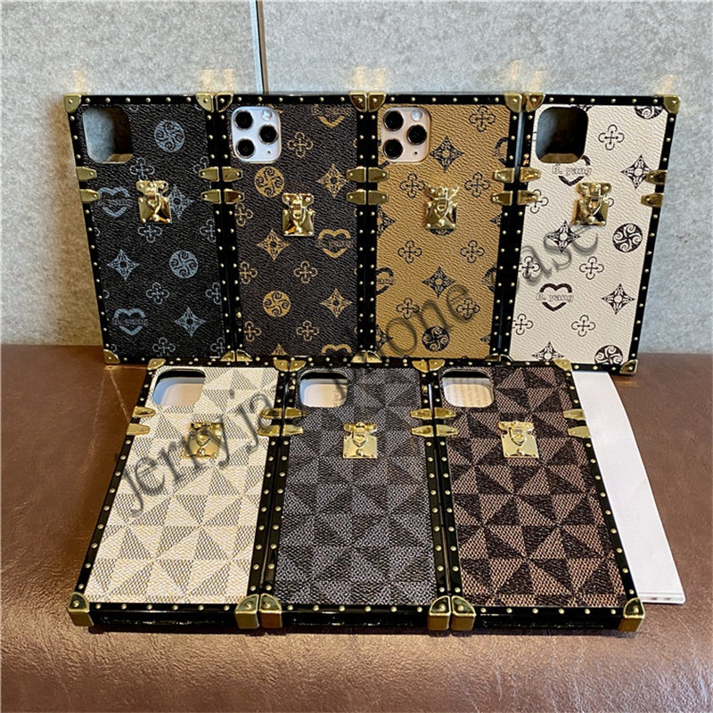 

Luxury Square Geometric Leather Phone Case For samsung S20 s20plus s10 s9 s8 note 20 note20 ultra note 10 note9 note8 Vintage Lattice Cover, Style 1