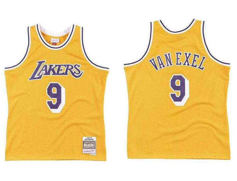 

Custom S-6XL Men women youth basketball jersey Los Angeles Lakers 9 Nick VAN EXEL Yellow Mitchell & Ness 1996-97 Hardwoods Class, Black;red