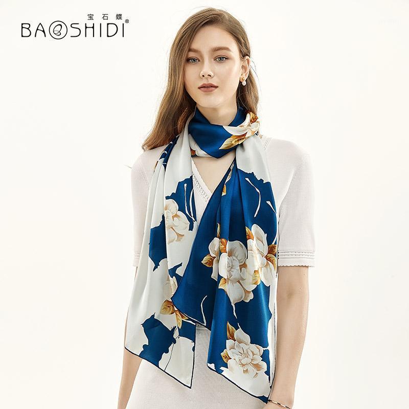 

Scarves Silk Mother Long Joker Mulberry Shawls In The Spring And Autumn Winter Hangzhou Gift, Blue;gray