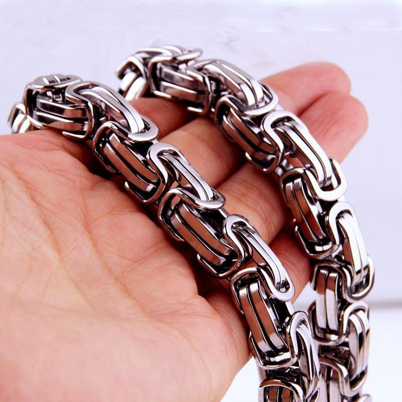 

Hip Hop Men Boys 316L Stainless Steel Byzantine Boxes Chain Necklace & Bracelet Jewelry Gift 8/12/15mm 7-40inch Chains