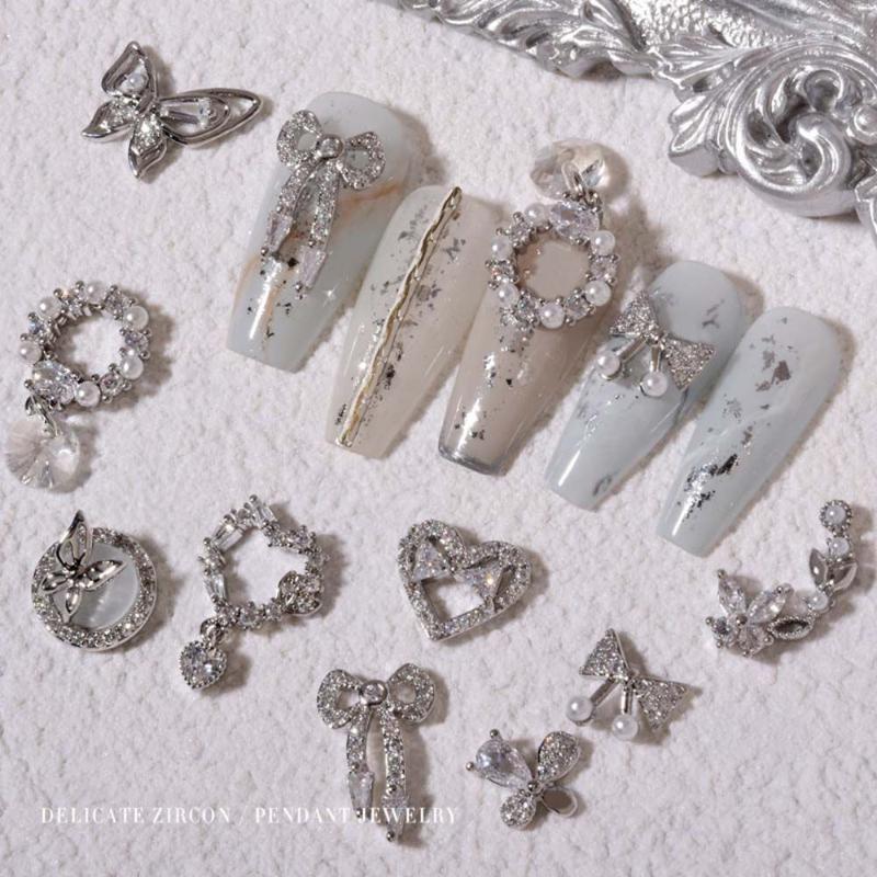 

Nail Art Decorations Zircon Butterfly Bowknot Love Pendant Pearl 3D Decoration DIY Jewelry Diamond Manicure Tool