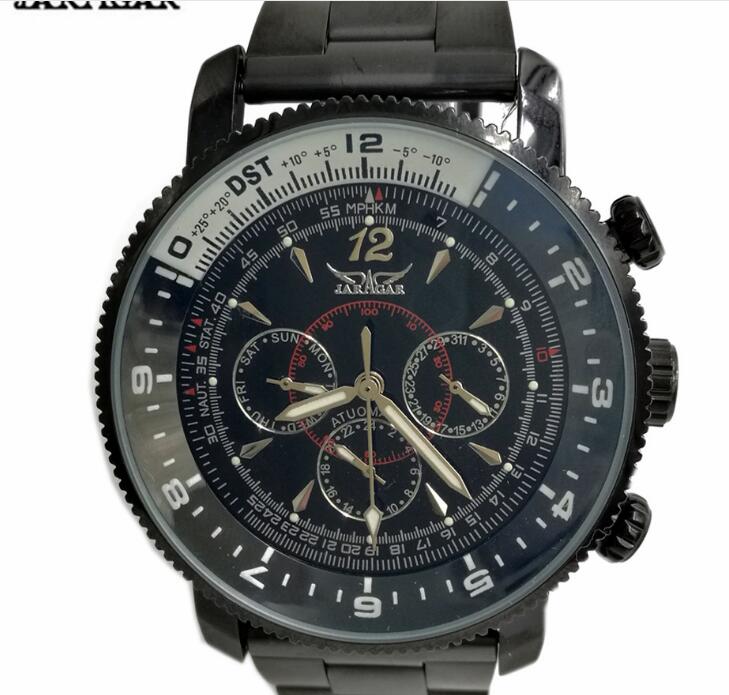 Top Quality brand watch JARAGAR Luxury black watchcase mechanical Automatic watches JR52-image-698872583