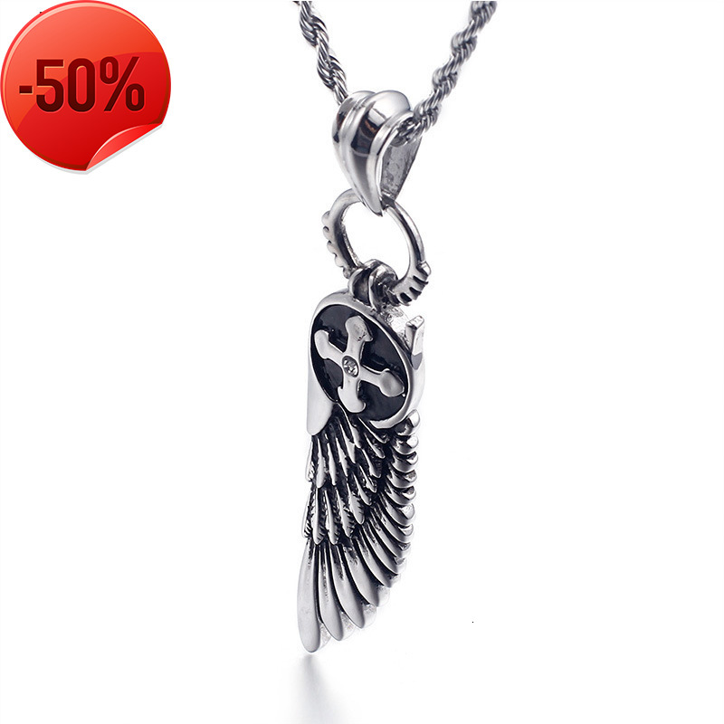 

rings Titanium Steel Necklace Men's Stainless Pendant Angel Wing Cross