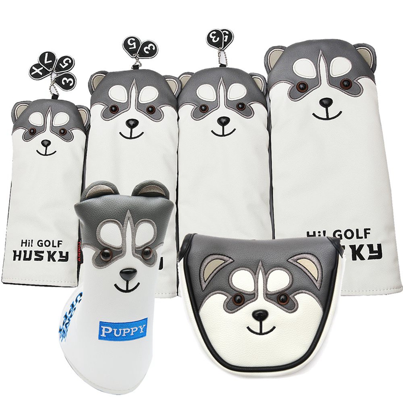 Husky PU Golf Club Headcover for Driver Fairway Wood Hybrid Cover Blade Mallet Putter Covers-image-672011611
