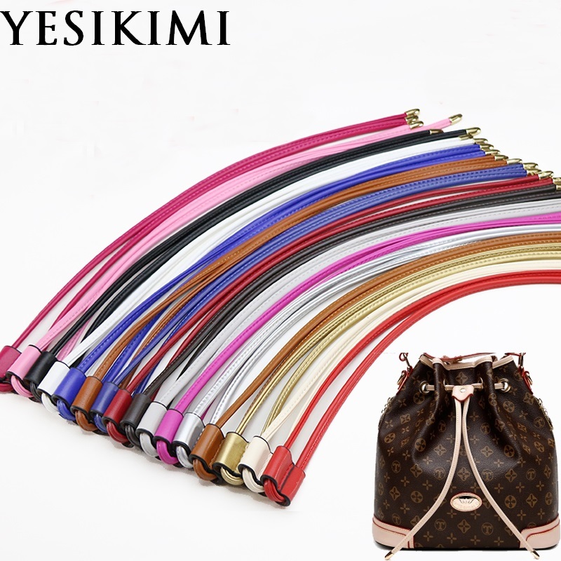

YESIKIMI Bag Accessories Drawstring For Bucket Bag Quality PU Leather 100CM Length Bag Strap