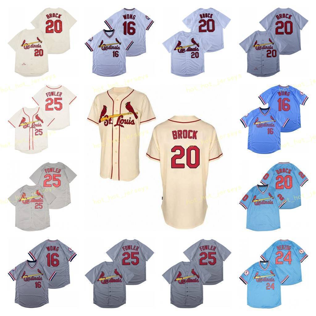 

Retired 20 Lou Brock Baseball Jersey 16 Kolten Wong 18 Shannon 24 Whitey Herzog 25 Dexter Fowler Vintage Retro Cooperstown Mesh Stitched, Blue;black
