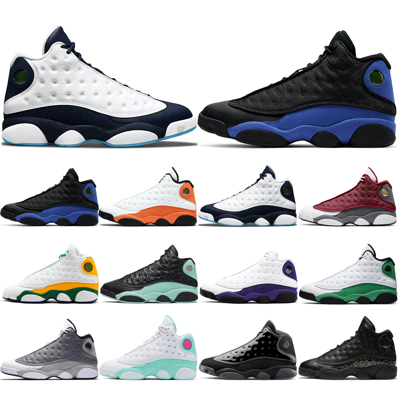 

13s Classic man basketball shoes fashion Atmosphere Grey Aurora Green Cap and Gown Gold Glitter Hyper Royal Island Lakers Lucky Obsidian Playground Red Flint 40-46