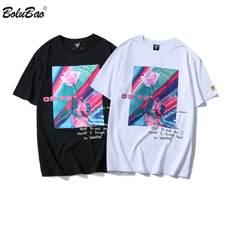 

BOLUBAO Fashion Men T-shirt Printing Male T Shirt Funny Mens Street Cotton High Quality Comfortable Tee Top 210518, Black