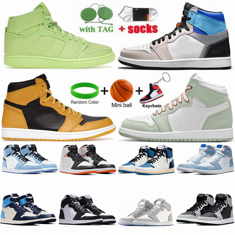 

Retros 1 Basketball Shoes 1s Jumpman Sneakers Ghost Green Seafoam Pollen High OG Prototype University Blue Mens Womens Basket Ball Trainers Twist UNC, 23