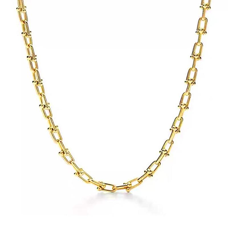 

Chains Stainless Steel Chunky U Link Chain Necklaces For Women OT Buckle Toggle Choker Hip Hop Jewelry