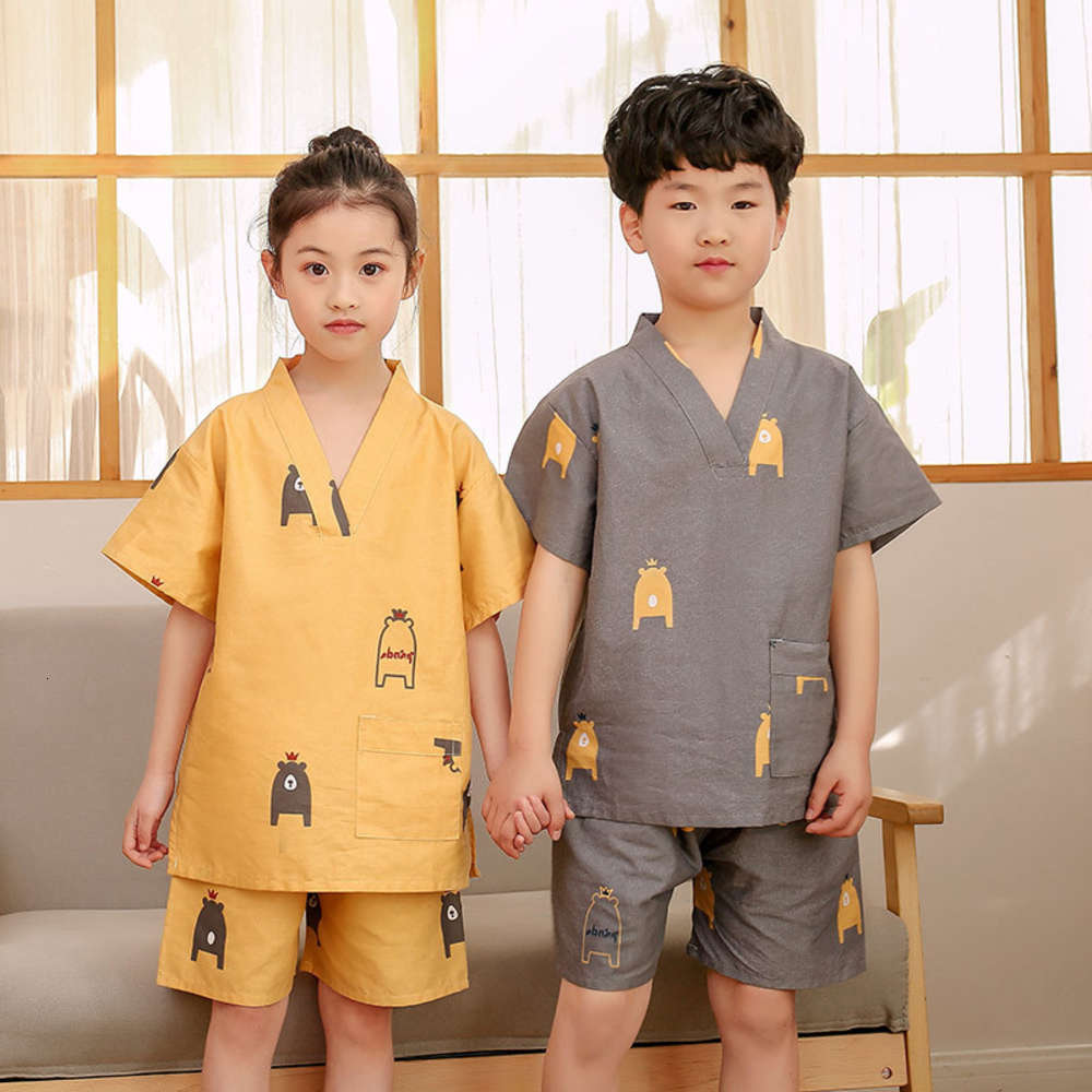 

Children's cotton bath clothes men's and women's sweat sauna children's lovely home pajamas