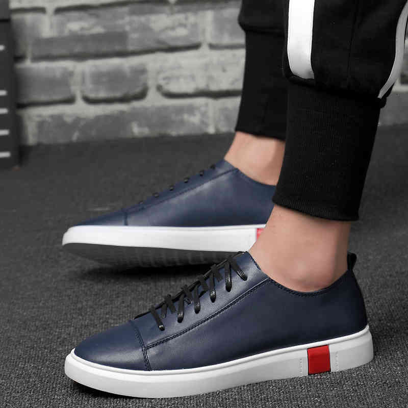 

dress shoes mens casual leather sneakers men travel outdoor leisure walking male flat comfortable non-slip sneaker i9, Black