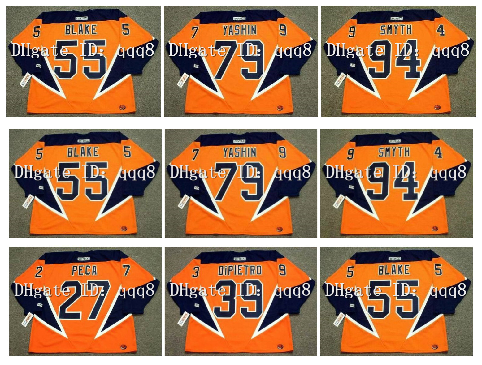 

2004 Vintage CCM Hockey Jerseys Islanders 79 ALEXEI YASHIN 27 MICHAEL PECA 39 RICK DiPIETRO 55 JASON BLAKE 94 RYAN SMYTH Orange Retro Size -XXXL, Custom name number