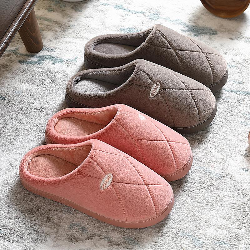 

Slippers Women Indoor Warm Winter Plush Furry Shoes Woman Men Couples Home Cotton Soft Floor Slipper Slides, Pink