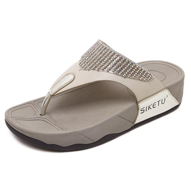 

Summer Beach Shoes Breathable Sandals Refreshing Slippers Crystal Ladies Fashion Casual And, Black