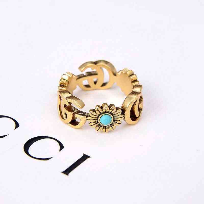 

Factory specials AA Little Daisy Turquoise hollow make old petal ring NE3K