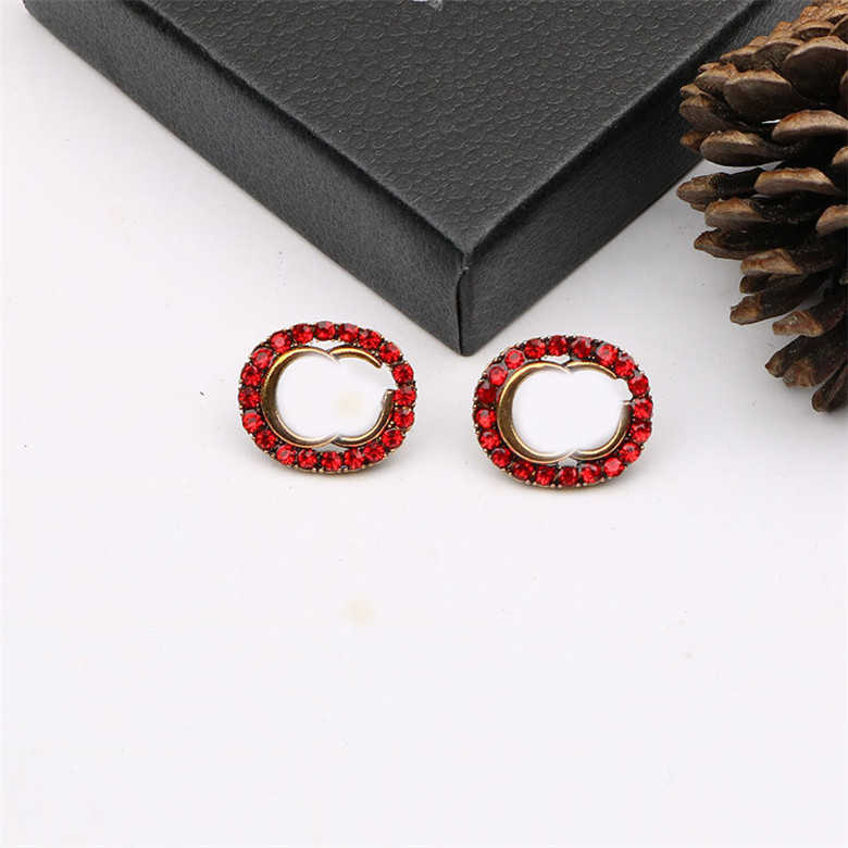 

Fashion Full Diamond Charm Earrings Double Letters Designer Studs Earrings Jewelry Europe America Women Luxury Charm Studs