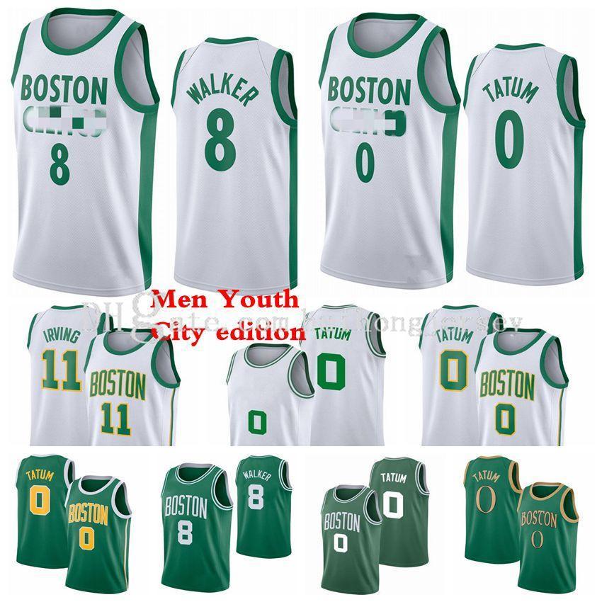 

Men Kids Kemba 8 Walker Jerseys 11 Irving Jayson 0 Tatum Basketball Jerseys 2020/21 City New edition Jerseys Green White Black Youth S-3XL, As photo15