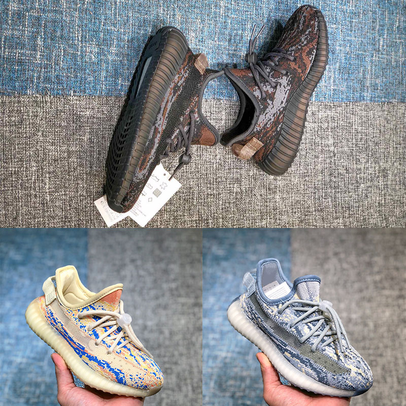 

High Quality Kanyes V 2 MX Rock Oat Kids Shoe West No-Reflective Boys Girls Running Shoes Brown and Dark Grey Moon Gray Cream Clay Infant Sneakers Size 28-35, 1 blue white