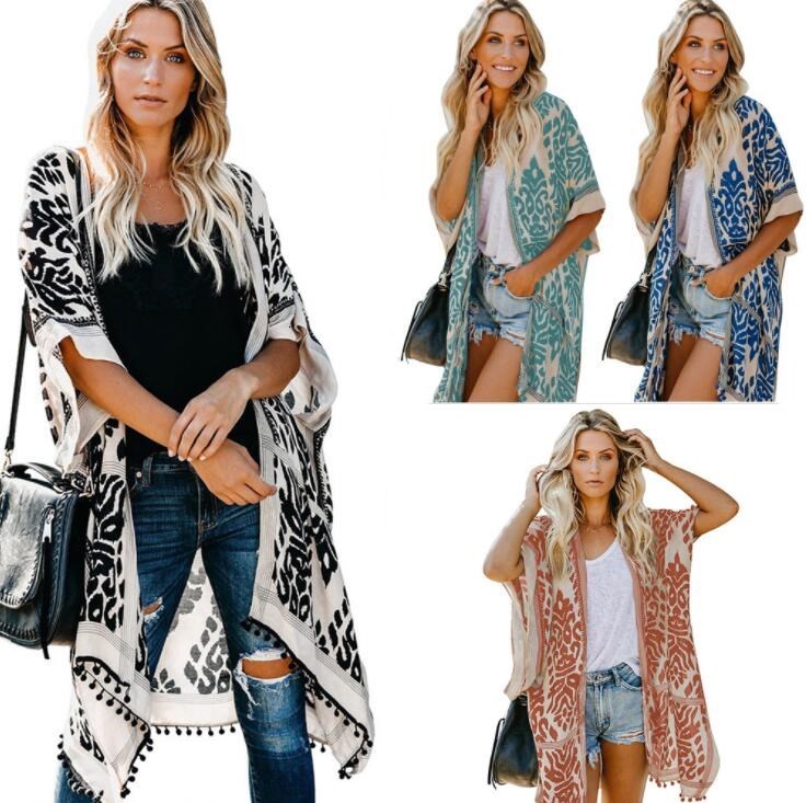 

Casual Dresses Women Floral Print Bohemian Long Kimono Cardigan Blouses Boho Tops Flare Sleeve Beach Holiday Blouse Shirts Swimwear Cover-Ups H596, Orange