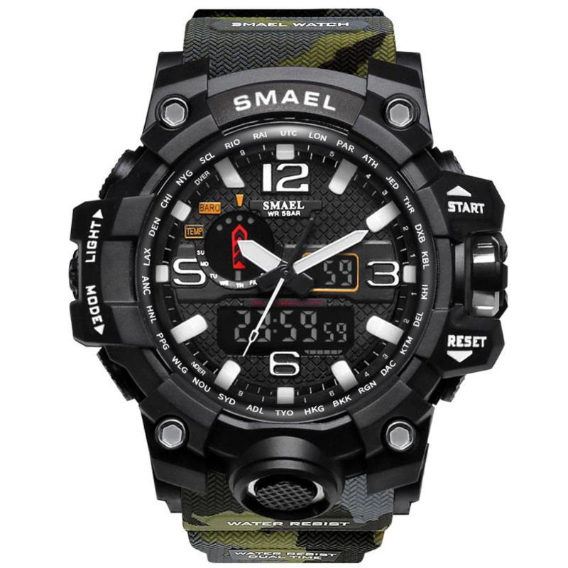 

Mens Sports Multi-function Waterproof LED Digital Quartz Wrist Watch 1545 Steel Bracelet # Wristwatches, Red