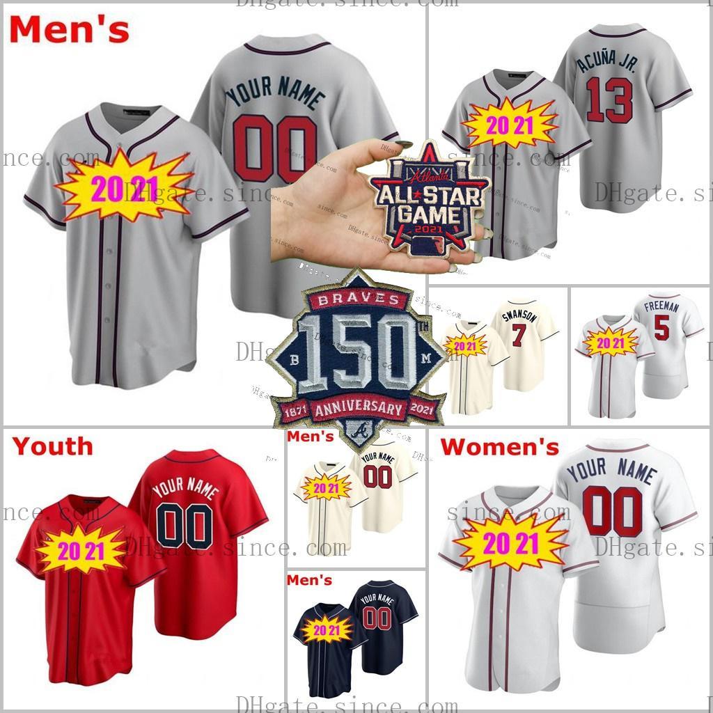 

2021 All Stars Atlanta Game 150th Ronald Acuna Jr. Austin Riley 27 Ozzie Albies 5 Freddie Freeman Dansby 10 Swanson Chipper Jones Jerseys, Blue;black