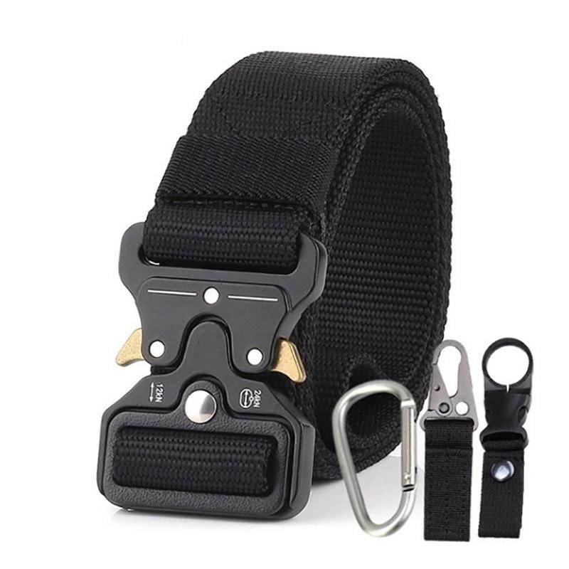 

Waist Support Tactical Belt Adjustable Heavy Duty Military Belts With Metal Buckle Nylon Hunting Outdoor Accessories, Black;gray
