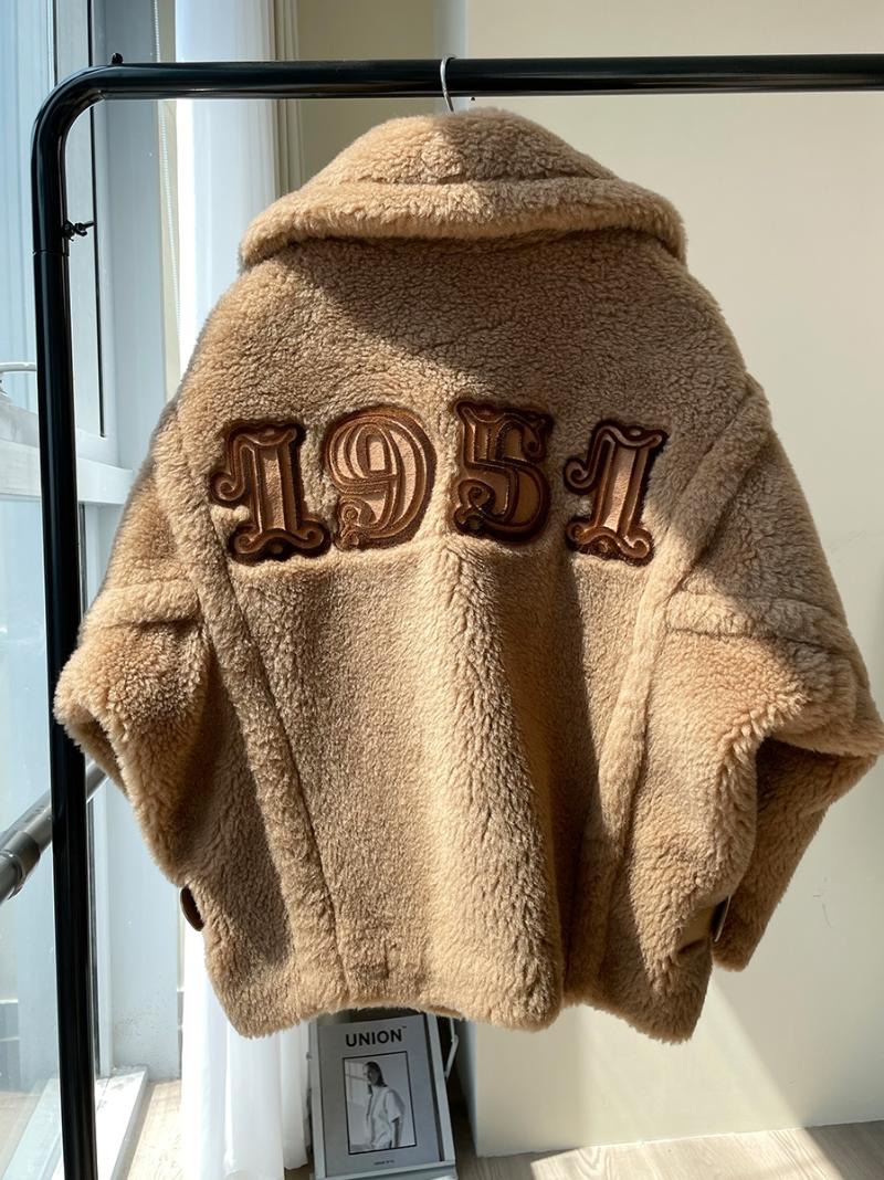 

Women's Fur & Faux 2021 Autumn And Winter 1951 Commemorative Teddy Bear Coat Short Jacket Alpaca Clothes Women, Black