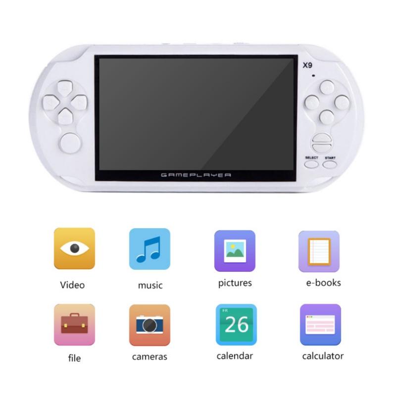

Portable Game Players 5.0 Inch X9 Rechargeable 8G Handheld Retro Console Video MP3 Player Camera