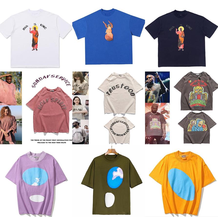 

Kanye shirt short sleeve sunday service t shirts shits west oversize loose cpfm painting tshirt jesus is king o neck pullover tees printed, Look other product