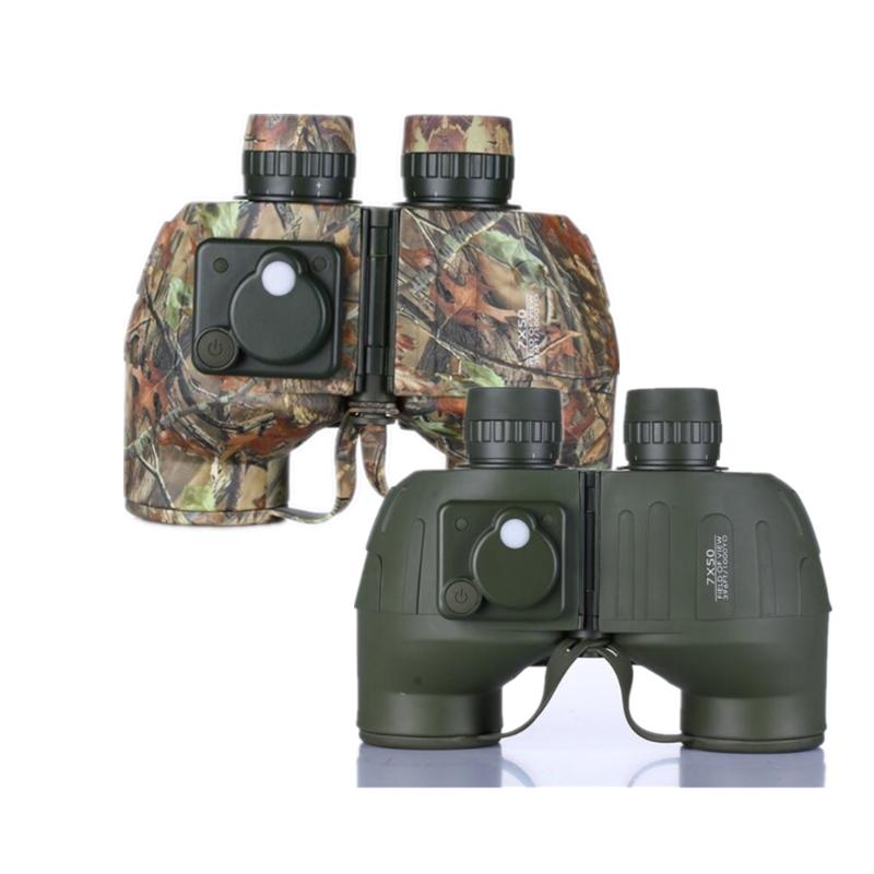 

Telescopes FIRECLUB 7x50 HD Binoculars Non-infrared Compass Waterproof High Power Telescope Outdoor Camouflage Army Green