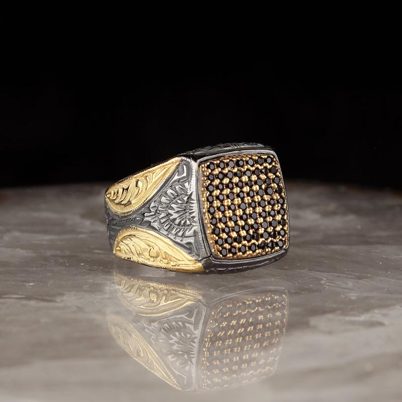 

Sterling Silver Ring For Men Handmade Gold Plated Vintage Gift Mens Rings All Size Women Turkish Fashion Jewelry Cluster