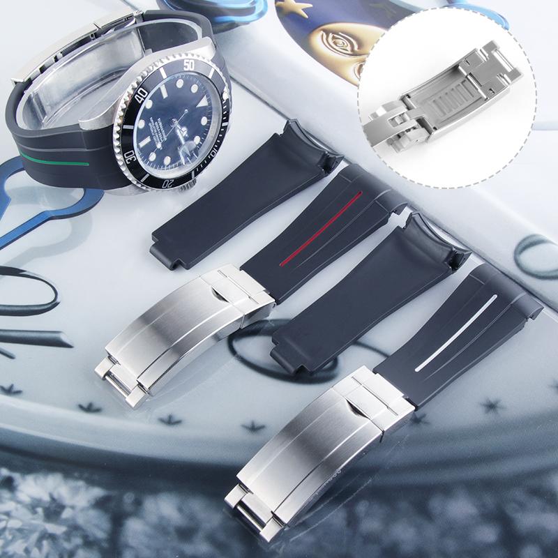 

Watch Bands Rlx Special Rubber Strap Glidelock For Submarine GMT Bracelet 20mm Watchband Oyster Flex Explorer Fit 16*9mm Buckle