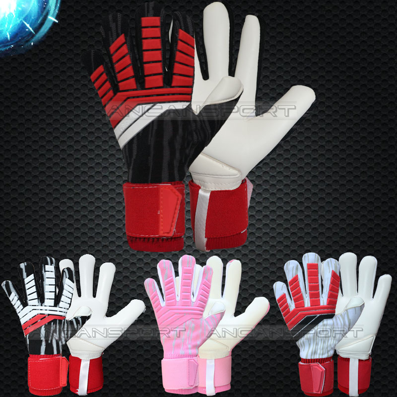 

Adult full latex goalkeeper gloves professional football soccer gloves without fingersave with zipper bag, Black