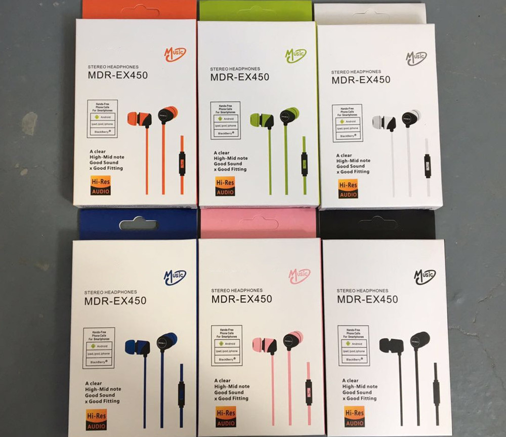 

EX450 Earphones In-ear Stereo Bass Headset Headphone Handsfree Remote Mic Earbuds For sony Android ios 3.5mm Jack with Package, Mixed color