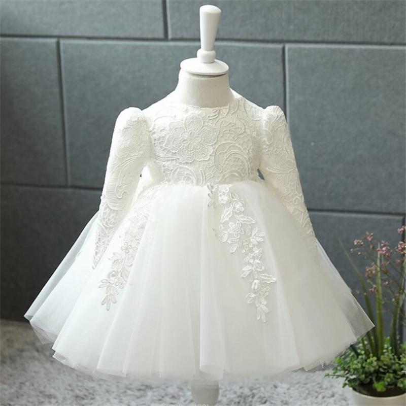 

Girl's Dresses Baby Baptism Dress White 1st Birthday Girls Party Wedding Bridemaid Long Sleeve Lace Christening Ball Gowns, Red;yellow
