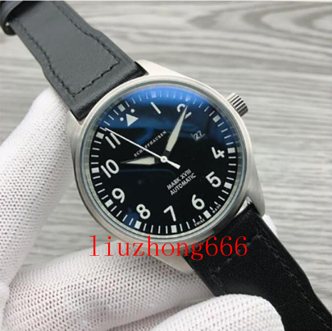 

Luxury Mens Watches High QAualiy Automatic Mechanical Stainless Steel Black Leather Simple 41MM PILOTS WATCH MARK XVII Outdoor IW327012, 50m waterproof