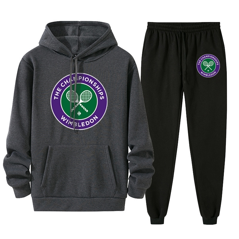 

Tennis men's sports sweater leisure autumn fashion brand student Hoodie set, Gray