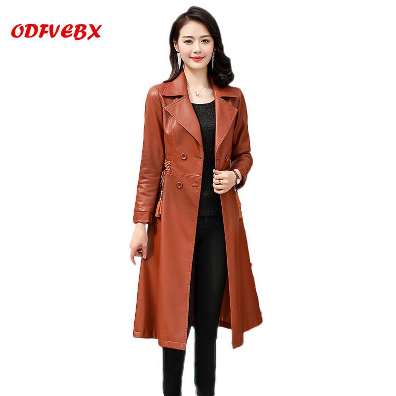 

Women's Leather & Faux Autumn Medium Long Fashion Jacket 2021 Spring Womens Plus Size L-5XL 3 Color Optional Slim Windbreaker, Black