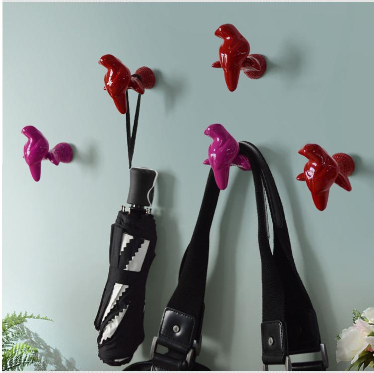 

Hangers & Racks 6 Colors Creative Wall Hooks Home Decoration Resin Mural Bedroom Door After The Hook 3D Coat Single Hanger