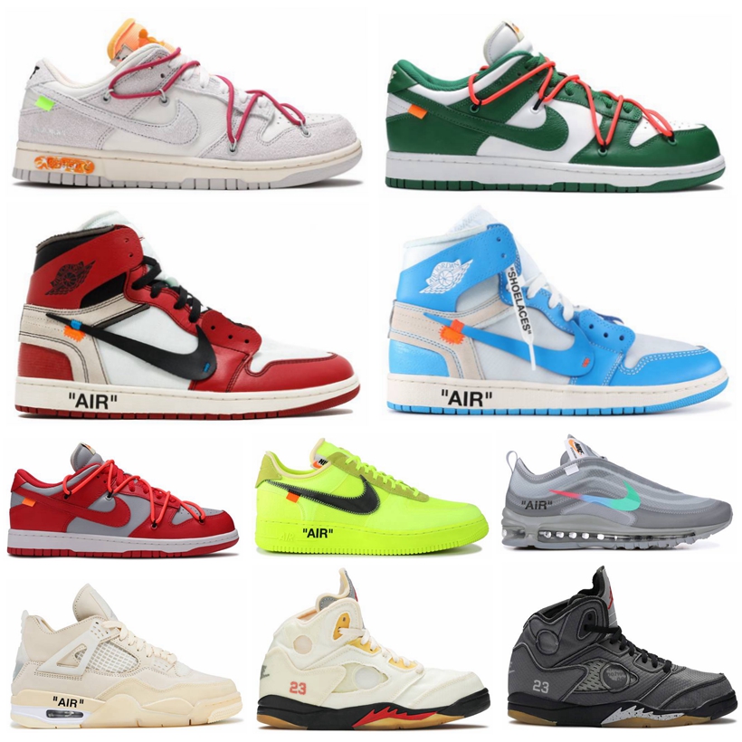 Nike Off White Shoes SB Dunk Low Lot 35 de 50 Air Jordan 1 4 Chicago Air Force 1 Max 97 Sail University Blue Sports Men Femmes Running Shoe Sneak