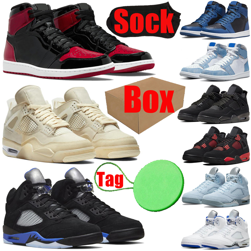 

With Box basketball shoes 1s 4s 5s for mens womens jumpman Dark Marina Racer Blue 1 4 5 Cactus Jack black cat Bred Patent Fragment Sail men trainers sports sneakers, #28 taupe haze 40-47