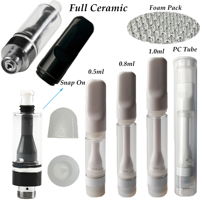 

Th205 Full Ceramic Atomizers Empty Oil Pen Cartridges 0.5 ml 0.8ml 1ml 510 Thread Cart Press Fit Cartridge E Cigarettes Vaporizers