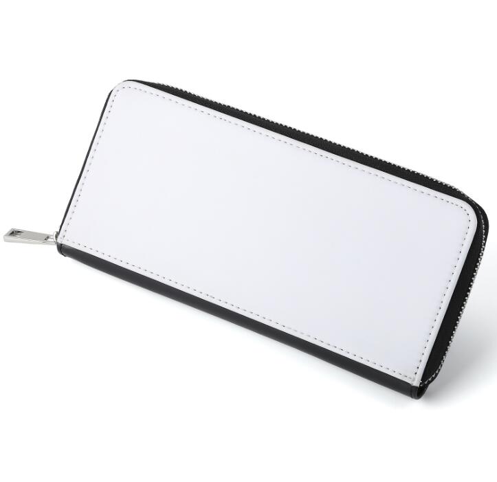 

3pcs Wallet sublimation DIY White blank PU heat transfer Two Foldable Squre Zipper Long Credit Card Holder