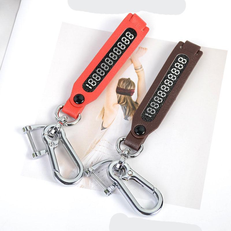 

Keychains Car Accessories Anti Lost Carabiner Leather Phone Number Key Chain Pendant Home Keychain For Keys Wholesale