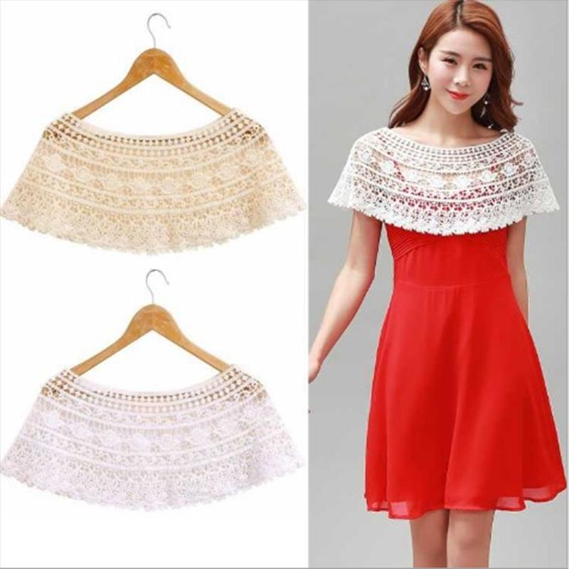 

Scarves Fashion Summer Thin Women Knitted Embroidered Lace Beach Hollow Shawl Girls Small Floral Short Wraps
