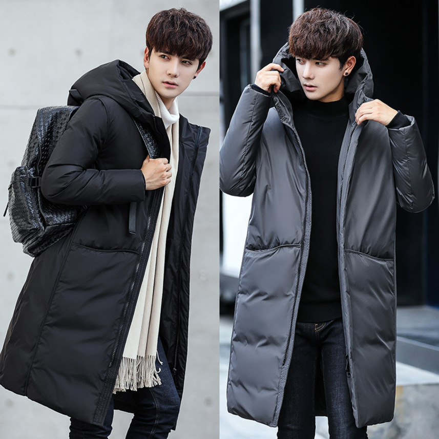

Men's down et men's medium length 2021 new Korean version brand thickened fashion trend winter coat, Black